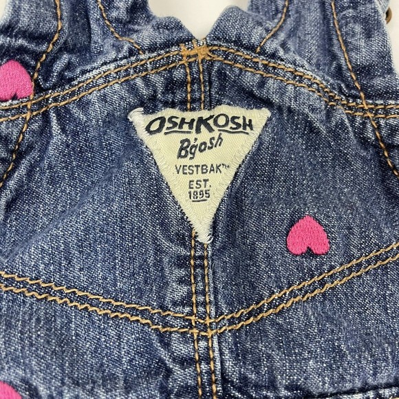 Oshkosh B’Gosh Baby Girl’s Size 18 Months Denim Overalls Embroidered Hearts - Picture 14 of 16